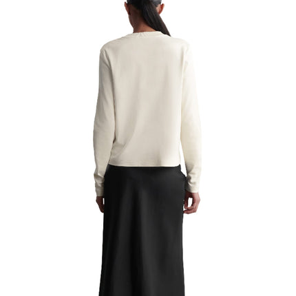 COS Women's Clean Cut Regular Long Sleeved T-Shirt Beige/Undyed