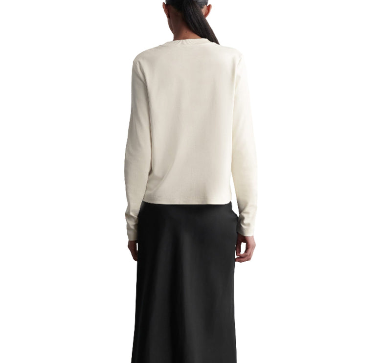 COS Women's Clean Cut Regular Long Sleeved T-Shirt Beige/Undyed