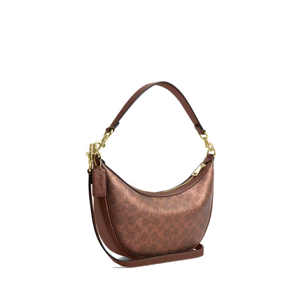 Coach Women's Aria Shoulder Bag In Signature Canvas Gold/Brown/Copper