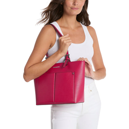 Michael Kors Women's Jet Set Medium Pocket Tote Bag Dark Raspberry