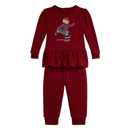 Polo Ralph Lauren Baby Polo Bear Fleece Sweatshirt & Pant Set Holiday Red
