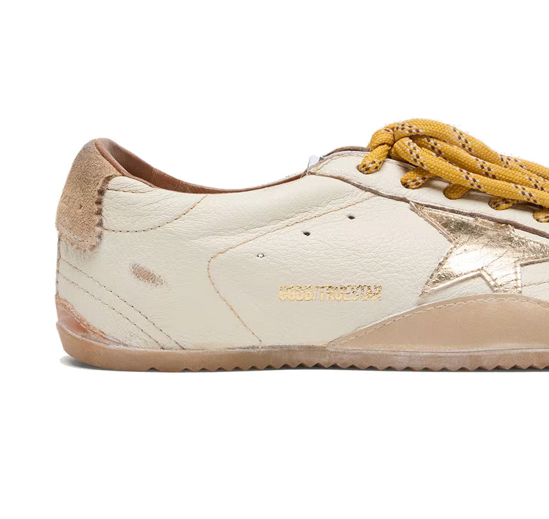 Golden Goose Women's True Star in White Nappa Leather with Gold Star and Beige