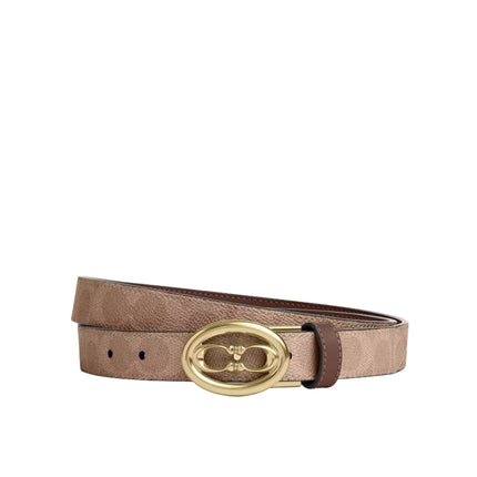 Coach Women's Signature Buckle Cut To Size Belt 25 Mm Signature Canvas/Gold/Tan/Brown
