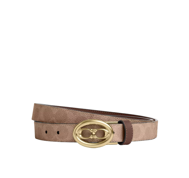 Coach Women's Signature Buckle Cut To Size Belt 25 Mm Signature Canvas/Gold/Tan/Brown