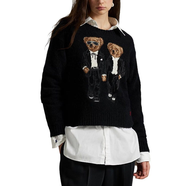 Polo Ralph Lauren Women's The Ralph & Ricky Tuxedo Bear Sweater Polo Black Multi - Hızlı Teslimat