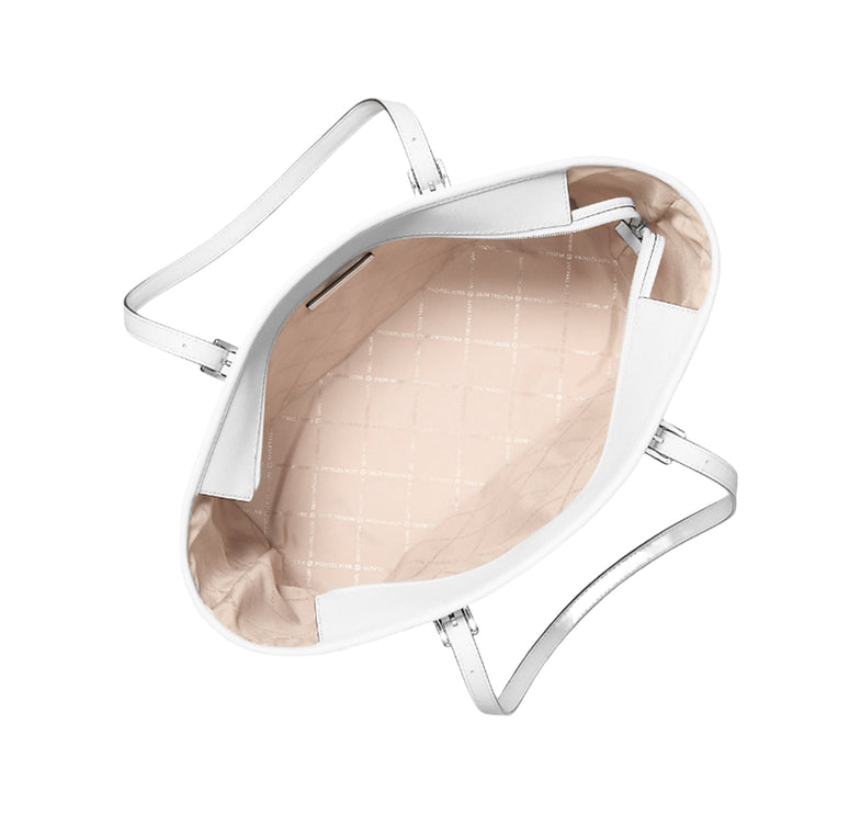 Michael Kors Women's Jet Set Travel Large Saffiano Leather Tote Bag Optic White