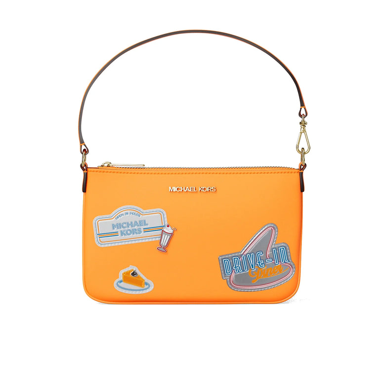 Michael Kors Women's Jet Set Small Embellished Convertible Wristlet Pop Orange