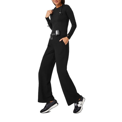 FIGS Women's High Waisted Isabel Wide Leg Scrub Pants Black