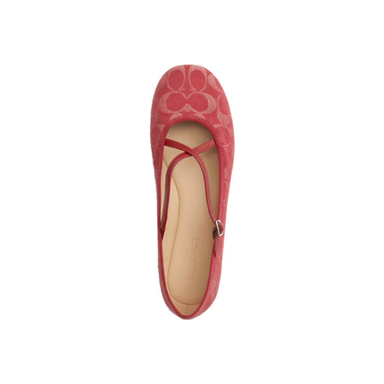 Coach Women's Phoebe Ballet Flat In Signature Denim True Red