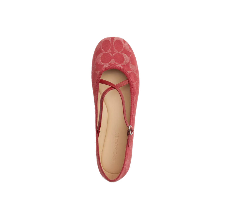 Coach Women's Phoebe Ballet Flat In Signature Denim True Red