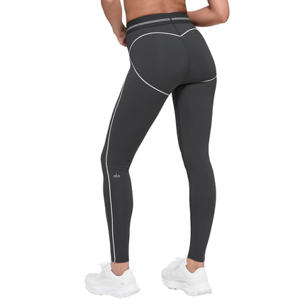 alo Women's Airbrush High-Waist Heart Throb Legging Anthracite/White