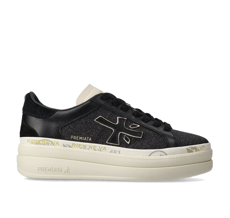 Premiata Women's Claudia Sneakers 7755 Glitter Black
