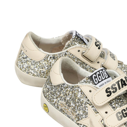 Golden Goose Grade School Old Sneakers with Platinum/Cream Glitter