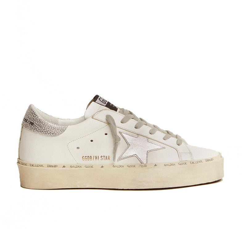 Golden Goose Women's Hi Star with Star and Metallic Silver Heel