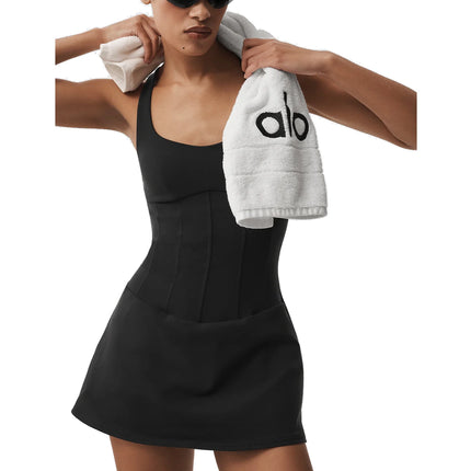alo Women's Airbrush Sparks Fly Corset Tennis Dress Black