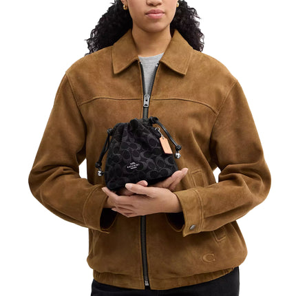 Coach Women's Faye Mini Drawstring Bag In Signature Denim Silver/Black