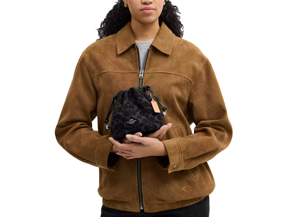 Coach Women's Faye Mini Drawstring Bag In Signature Denim Silver/Black