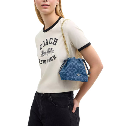Coach Women's Faye Mini Drawstring Bag In Signature Denim Gold/Indigo