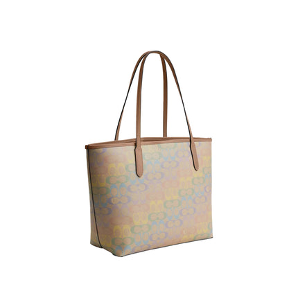 Coach Women's City Tote Bag In Rainbow Signature Canvas Silver