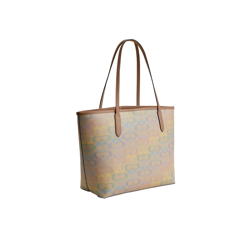 Coach Women's City Tote Bag In Rainbow Signature Canvas Silver