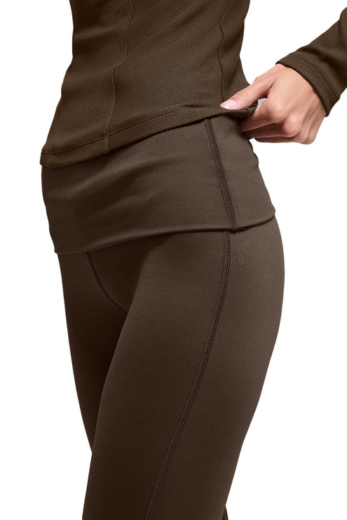 alo Women's Softsculpt Foldover Flare Legging Espresso