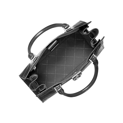 Michael Kors Women's Landon Medium Satchel Bag Black/Silver