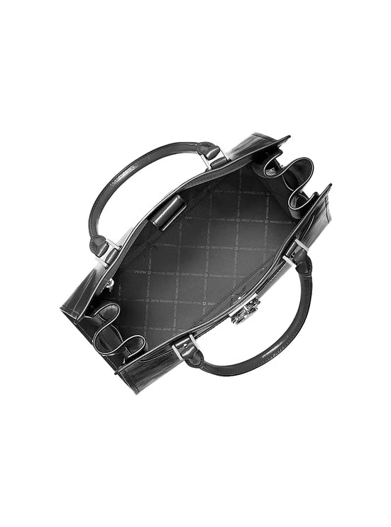 Michael Kors Women's Landon Medium Satchel Bag Black/Silver