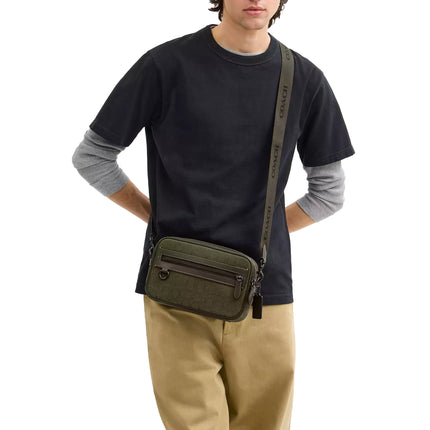 Coach Unisex Theo Camera Bag In Signature Jacquard Olive Drab