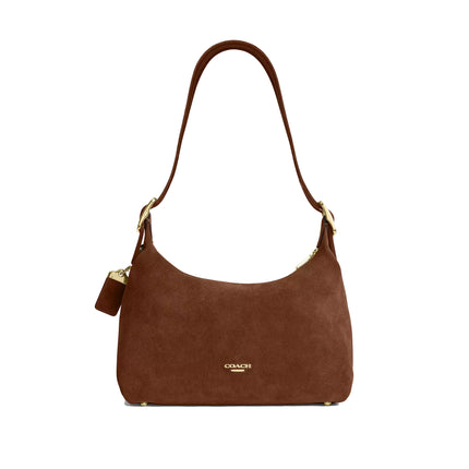 Coach Women's Allison Zip Top Shoulder Bag Suede/Gold/Warm Brown
