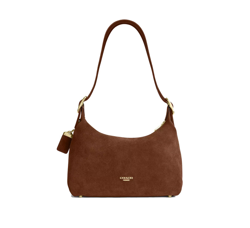 Coach Women's Allison Zip Top Shoulder Bag Suede/Gold/Warm Brown