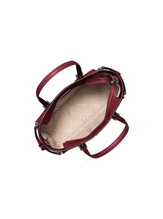 Michael Kors Women's Voyager Extra-Small Pebbled Leather Convertible Crossbody Bag Maroon