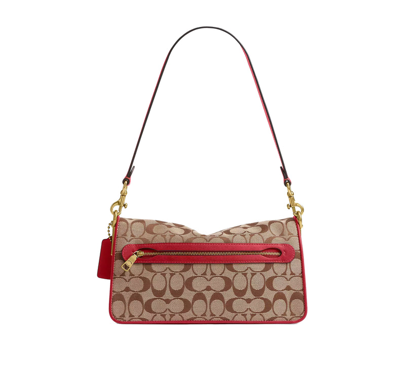 Coach Women's Tabby Shoulder Bag 26 In Signature Jacquard Brass/Poppy Signature