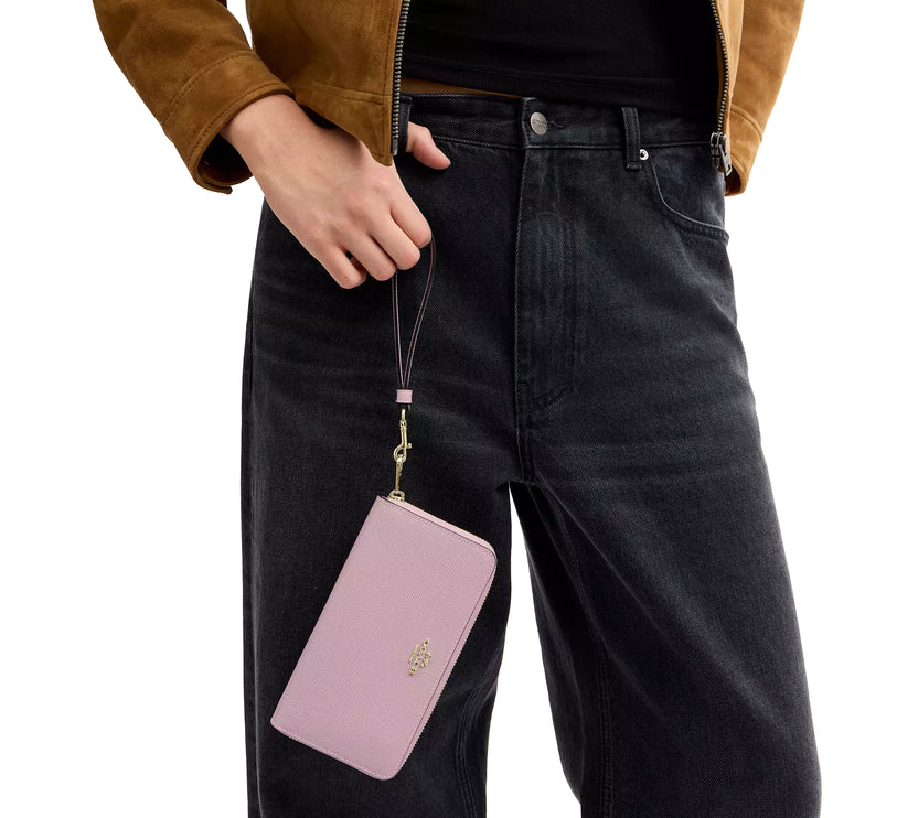 Coach Women's Long Zip Around Wallet Gold/Carnation