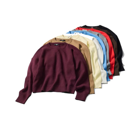 Uniqlo Unisex Smooth Cotton Crew Neck Sweater 19 Wine
