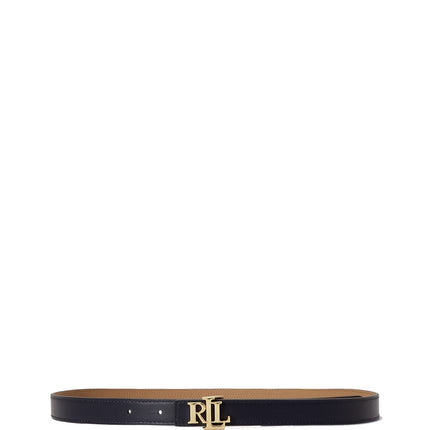 Polo Ralph Lauren Women's Logo Reversible Leather Skinny Belt Camel/Lauren Navy
