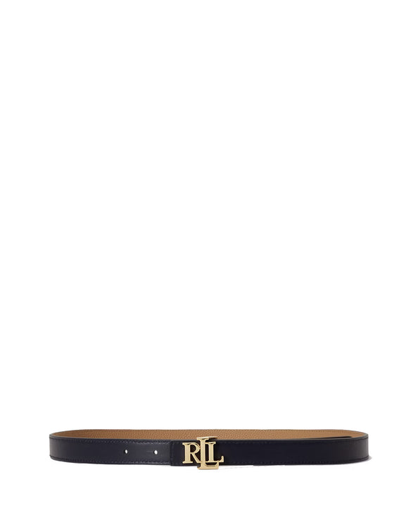 Polo Ralph Lauren Women's Logo Reversible Leather Skinny Belt Camel/Lauren Navy