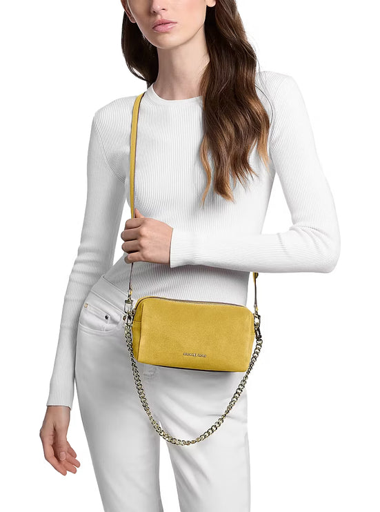 Michael Kors Women's Bryant Small Suede Convertible Crossbody Bag Chartreuse/Gold