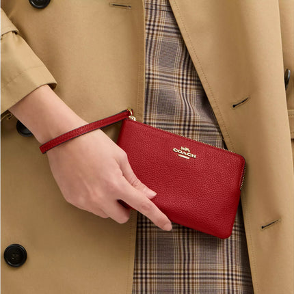 Coach Women's Corner Zip Wristlet Gold/Poppy