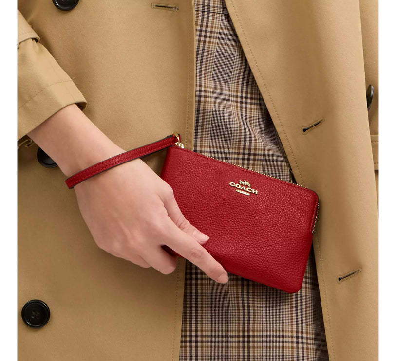 Coach Women's Corner Zip Wristlet Gold/Poppy