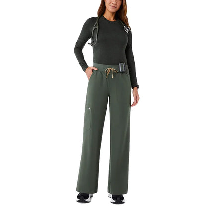FIGS Women's High Waisted Isabel Wide Leg Scrub Pants Moss