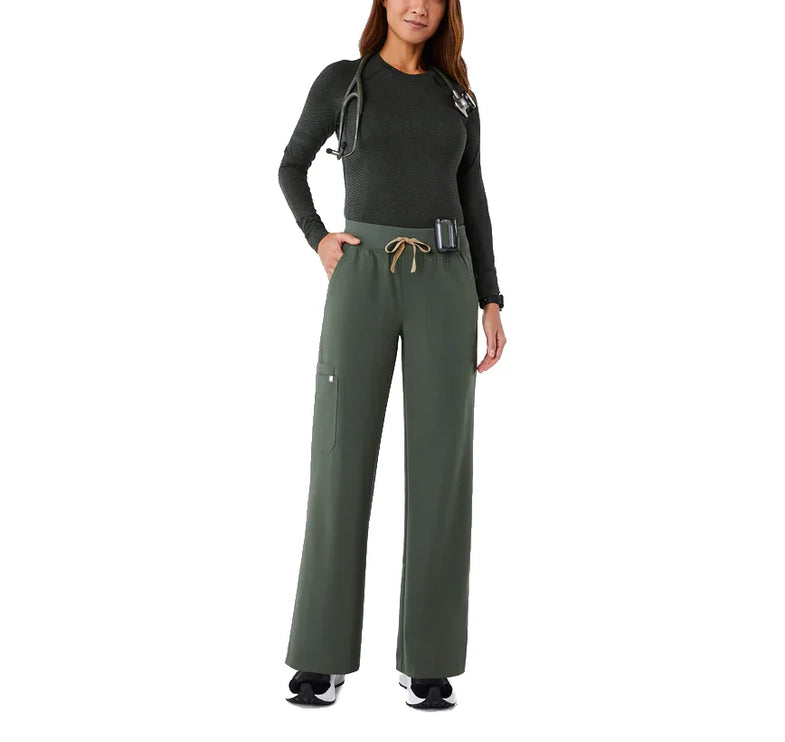FIGS Women's High Waisted Isabel Wide Leg Scrub Pants Moss
