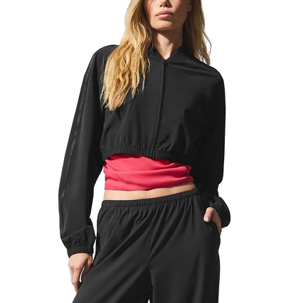 alo Women's Cropped Breezy Full-Zip Cover Up Black