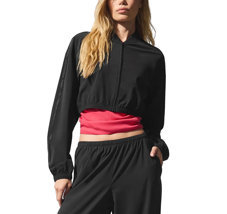 alo Women's Cropped Breezy Full-Zip Cover Up Black