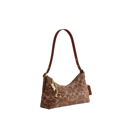 Coach Women's Emeilia Shoulder Bag In Signature Chenille Gold/Light Khaki/Vintage Brown