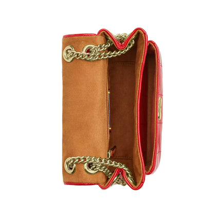 Coach Women's Elodie Crossbody Bag 18 With Quilting Gold/Candy Apple