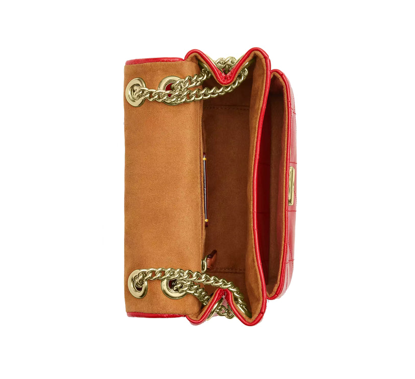 Coach Women's Elodie Crossbody Bag 18 With Quilting Gold/Candy Apple