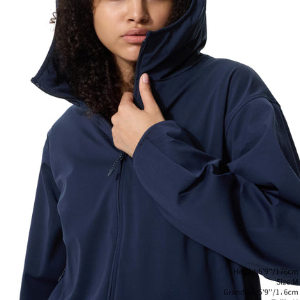 Uniqlo Women's Windproof Fleece Reversible Full-Zip Hoodie 69 Navy