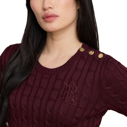Polo Ralph Lauren Women's Button-Trim Cable-Knit Sweater Dark Garnet