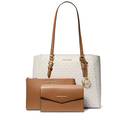 Michael Kors Women's Charlotte Large 3-in-1 Signature Logo Tote Bag Vanilla