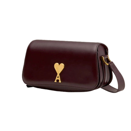 AMI Alexandre Mattiussi Leather Paris Paris Shoulder Bag Burgundy